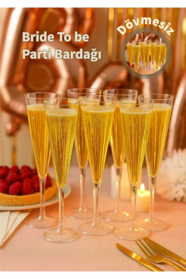 Doğum Günü Parti Kokteyl Bride Yılbaşı 6'lı Kadeh Sert Plastik Kristal Şampanya Bardağı Doğum Günü Parti Kokteyl Bride Yılbaşı 6'lı Kadeh Sert Plastik Kristal Şampanya Bardağı